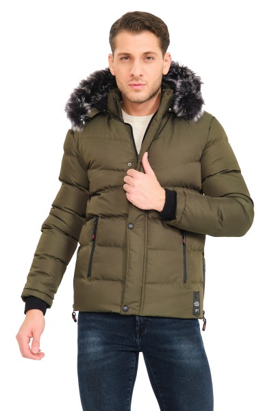 Erkek Şişme Haki Slim Fit Soğuk Geçirmez Kürklü Casual Mont Erkek Şişme Haki Slim Fit Soğuk Geçirmez Kürklü Casual Mont
