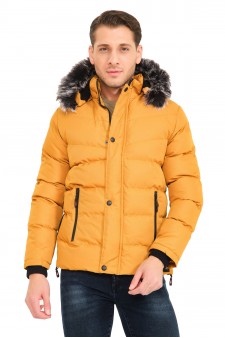 Erkek Şişme Sarı Slim Fit Soğuk Geçirmez Kürklü Casual Mont Erkek Şişme Sarı Slim Fit Soğuk Geçirmez Kürklü Casual Mont